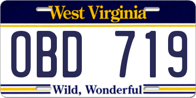 WV license plate OBD719