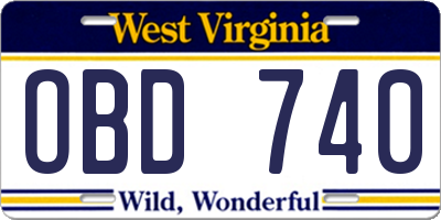 WV license plate OBD740