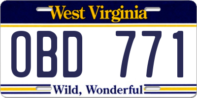 WV license plate OBD771