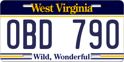 WV license plate OBD790