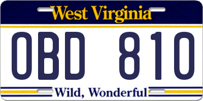 WV license plate OBD810