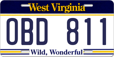 WV license plate OBD811