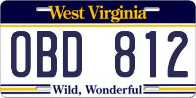 WV license plate OBD812
