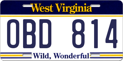WV license plate OBD814