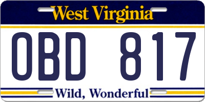 WV license plate OBD817