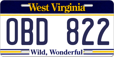 WV license plate OBD822