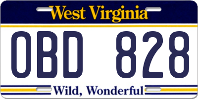 WV license plate OBD828