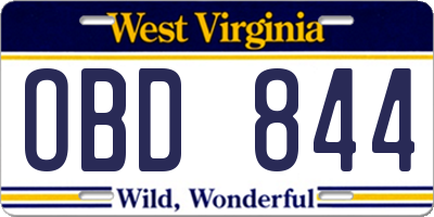 WV license plate OBD844
