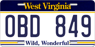 WV license plate OBD849