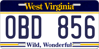 WV license plate OBD856