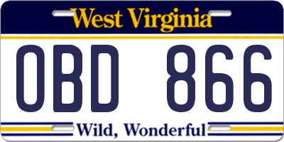 WV license plate OBD866