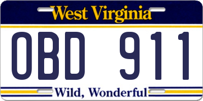 WV license plate OBD911