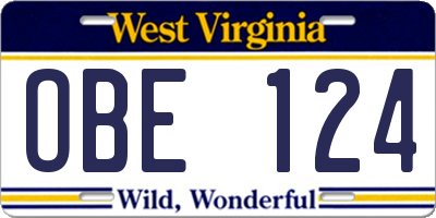 WV license plate OBE124