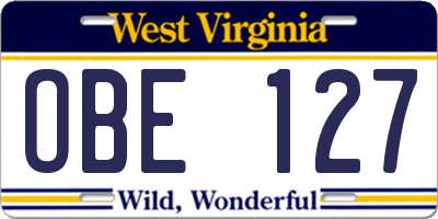 WV license plate OBE127