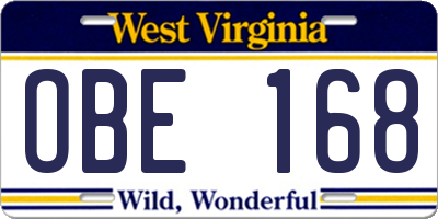 WV license plate OBE168