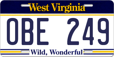 WV license plate OBE249