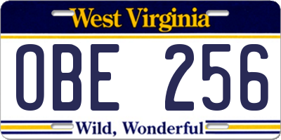 WV license plate OBE256
