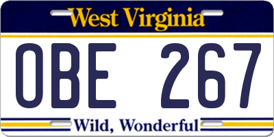 WV license plate OBE267