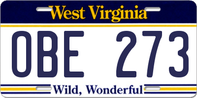 WV license plate OBE273