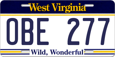 WV license plate OBE277
