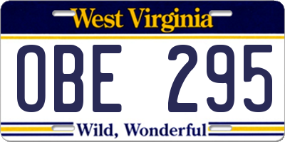 WV license plate OBE295