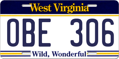 WV license plate OBE306
