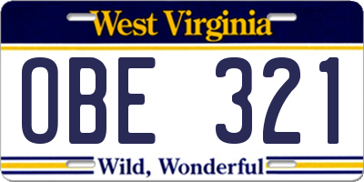 WV license plate OBE321