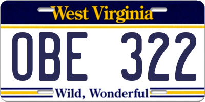 WV license plate OBE322