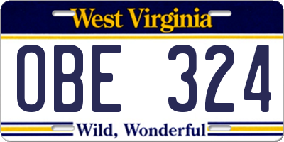 WV license plate OBE324