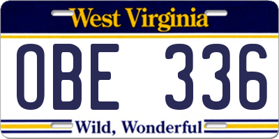 WV license plate OBE336