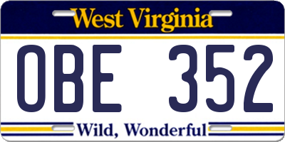 WV license plate OBE352