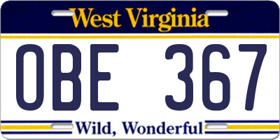 WV license plate OBE367