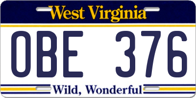 WV license plate OBE376
