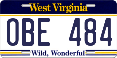 WV license plate OBE484