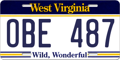 WV license plate OBE487