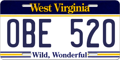 WV license plate OBE520