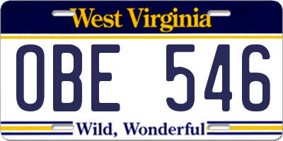 WV license plate OBE546