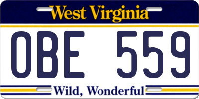 WV license plate OBE559