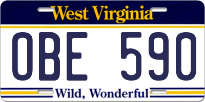 WV license plate OBE590