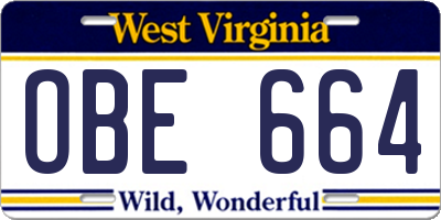 WV license plate OBE664