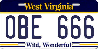 WV license plate OBE666