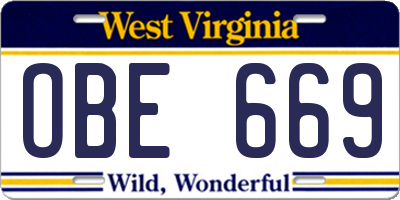 WV license plate OBE669