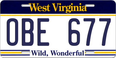 WV license plate OBE677