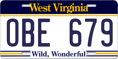 WV license plate OBE679