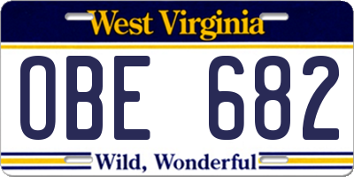 WV license plate OBE682