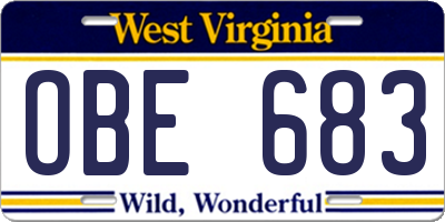 WV license plate OBE683