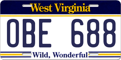 WV license plate OBE688