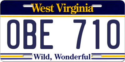 WV license plate OBE710
