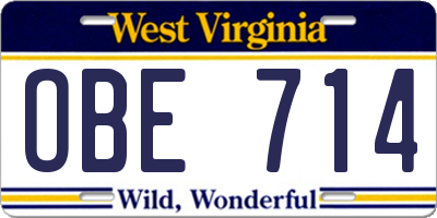 WV license plate OBE714