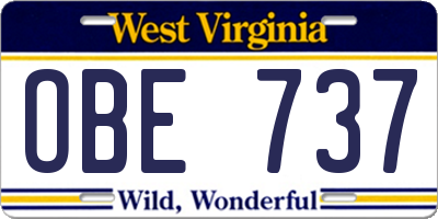 WV license plate OBE737